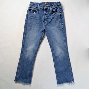 Mother Tripper Ankle Fray 32 Blue Crop Flare '70s Aesthetic High Rise Denim